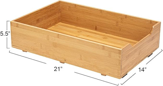 Household Essentials Glidez Bamboo and Steel 1-Tier Pull-Out/Slide-Out Storage Organizer, 14" Wide, Natural