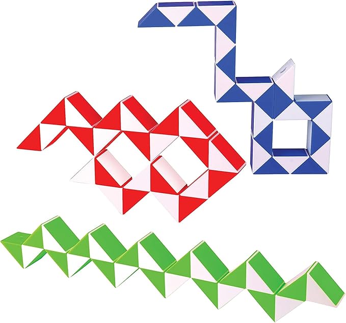 Neliblu 6 Sensory Fidget Snake Cube Twist Puzzles Toys for Kids - Stocking Stuffers - Bulk Pack of 6 Assorted Colors - Snake Fidget Toy Party Favors - Snake Puzzle Party Bag Fillers