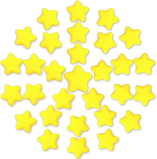 30pcs Star Squeeze Balls,Yellow Mini Star Stress Ball,2.16inch Foam Anxiety Relief Star Toys for School Reward,Carnival Prizes,Party Favors,Hand Exercise