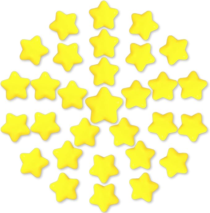 30pcs Star Squeeze Balls,Yellow Mini Star Stress Ball,2.16inch Foam Anxiety Relief Star Toys for School Reward,Carnival Prizes,Party Favors,Hand Exercise