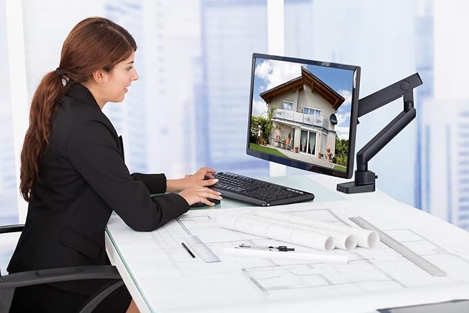 Mount-It! Single Monitor Arm Mount | Premium Monitor Desk Stand | Articulating Mechanical Spring Arm | Fits 24 27 30 32 Inch VESA 75 100 Compatible Computer Screen | C-Clamp and Grommet Bases