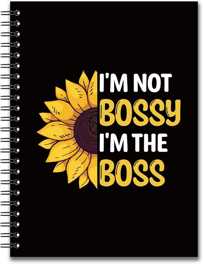 YAZMEEN Boss Blank Spiral Notebook(160 Pages) I'm Not Bossy I'm The Boss Hardcover Sketchbook Boss Appreciation Gift Funny Sunflower Notebook Gift for Women Men Boss Leader Mentor Manager Colleague