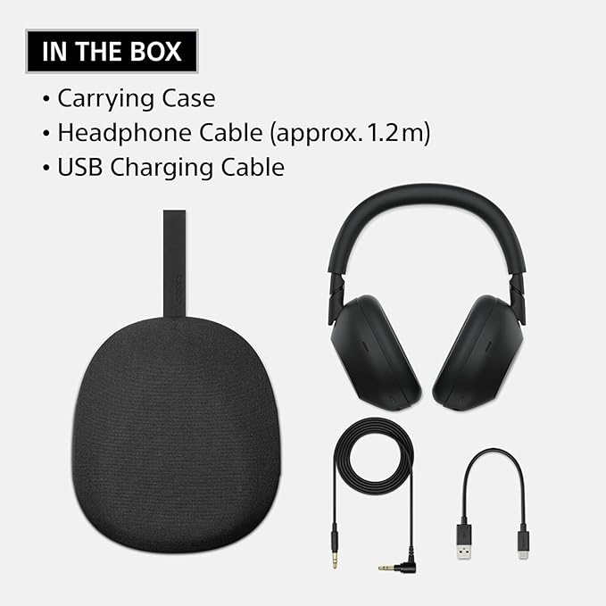 Sony WH-1000XM6 The Best Wireless Noise Canceling Headphones + Portable Charger + 20W 2-Port Wall Charger (Black)