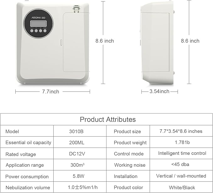 Waterless Diffuser for Essential Oil 2000sq.ft Coverage, APP Control, Hotel Scent Diffuser for Home, Nebulizer Nano Air Freshener Smart Aromatherapy Cold Air Diffusers for Large Room, Office - White