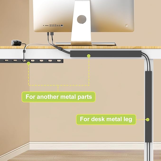2 Pack Magnetic Cord Organizer,31 (2X15.4) Inch Cable Raceway,Open Slot Cable Management Under Desk,Wire Cover and Desk Cable Holder Organizer for Home & Office,Cord Hider to Hide Tv/Net