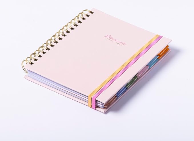 2025-2026 Eccolo Spiral Agenda Planner, Pink Dual Elastics, Weekly & Monthly Pages, 18 Months, Sticker Sheets, Inspirational Quotes (7.75 x 8.75, July 2025 - Dec 2026)