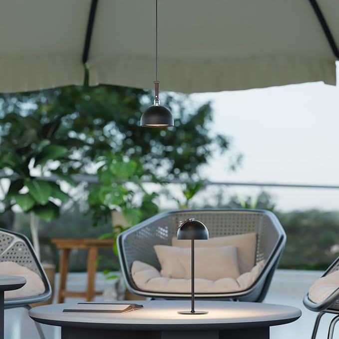 Rechargeable Table Lamp,8-75 Hours Battery Operated Lamp,2-Pack Black Cordless Lamp,Waterproof,Magnetic,Stepless Dimming,Adjustable Height,for Outdoor,Nightstand,Restaurant,Dinner,Camping