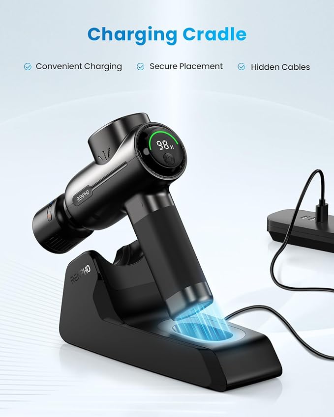 RENPHO Massage Gun with Heat and Cold, Portable Percussion Muscle Deep Tissue Massager with Charging Stand, Active+ Thermacool Deluxe