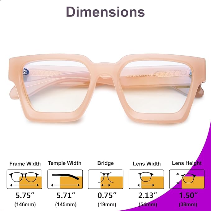 VISOONE Blue Light Blocking Glasses with TR90 Rectangle Frame and Chic Preppy Look for Women Men RIVER
