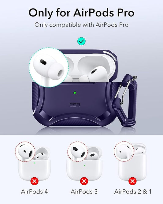 ESR for AirPods Pro 2nd Generation Case Compatible with Airpods Pro Case 2nd/1st Gen (2023/2022/2019), Compatible with MagSafe, Powerful Drop Protection, Magnetic Lid, Purple