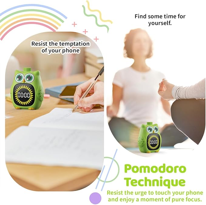 Owl Visual Timer for Kids 99 Min Visual Countdown Time for Classroom Home Kids Timer Visual with Sound or Silent Mode Time Management Tool for ADHD Autism Toddler Homework Potty Training