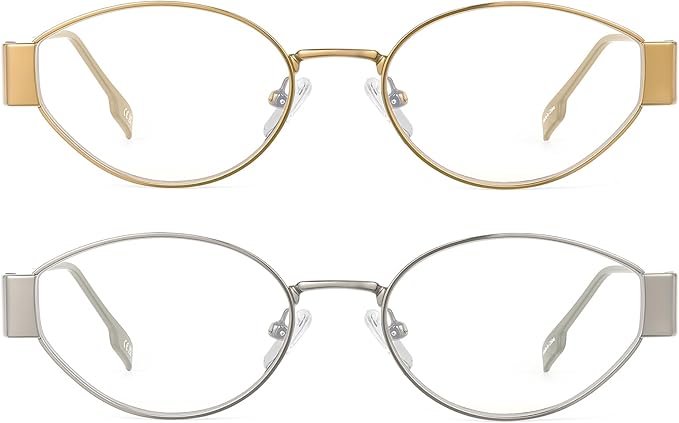 JIM HALO Trendy Oval Blue Light Glasses for Woman Men, Retro Round Computer Screen Blocker Glasses Eyes Protection UV400