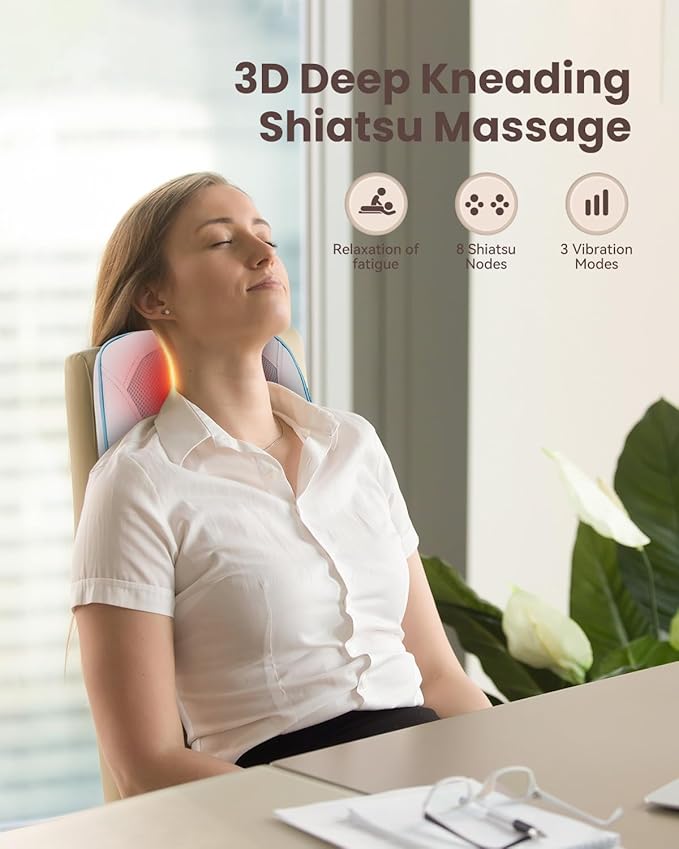 COMFIER Shiatsu Back Massager with Heat, Neck and Back Massager for Pain Relief Deep Tissue,Gift for Men Women Home Office Use-Blue