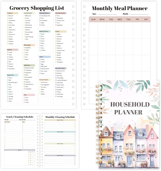 All-in-One Family Organizer & Home Management Binder: Calendar Scheduling, Finance Budget, Meal Planning & Grocery Lists, Cleaning Schedule, Activities & Health Tracker,For Busy Moms & Households