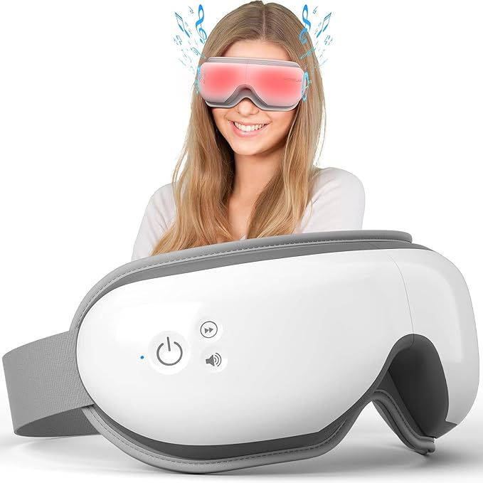 cotsoco Eye Massager with Heat, Birthday Gifts for Women, Heated Eye Mask with Bluetooth Music, Relax & Reduce Strain Dark Circles and Improve Sleep, Gift for Mom Dad Women Men