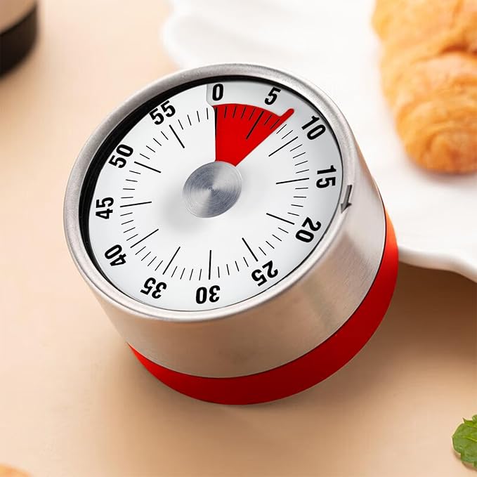 Kitchen Timer for Cooking, 2 PCS 60 Minute Visual Timer with Magnetic Base Mechanical Desk Timer for Home Kitchen Cooking Classroom Study Office Desk Use(Red)