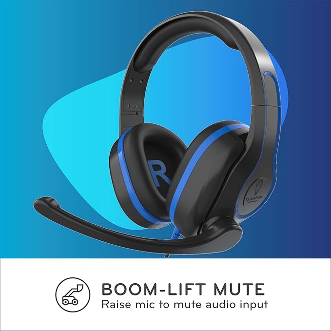 ThinkWrite Technologies TWT Audio REVO with Stealth Release™ TW320, Premium Wired Over-Ear Headset with USB-A Plug, Noise Reducing Headset with Mic Boom