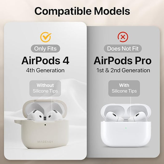 MAGEASY Designed for AirPods 4 Case - Shockproof Protective Case for AirPods 4, Stain-Resistant, Smooth & Skin-Friendly, Support Wireless Charging - Skin (Black)