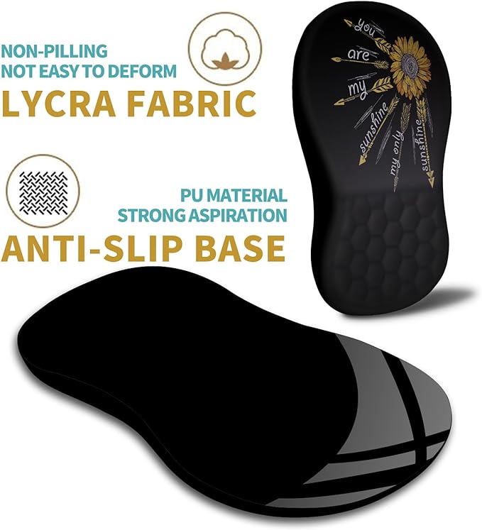 Hokafenle Ergonomic Mouse Pad Wrist Support with Massage Design, Wrist Rest Pain Relief Mousepad with Memory Foam&Non-Slip PU Base, Mouse Pads for Wireless Mouse & Desk (12x8 inch,Inspirational)