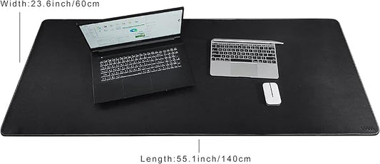 Vyaaa PU Leather Desk Mat, 55" x 24" Large Mouse Pad, Waterproof Extra Large Desk Mat, Desk Mats on top of Desks for Home or Office (Black)