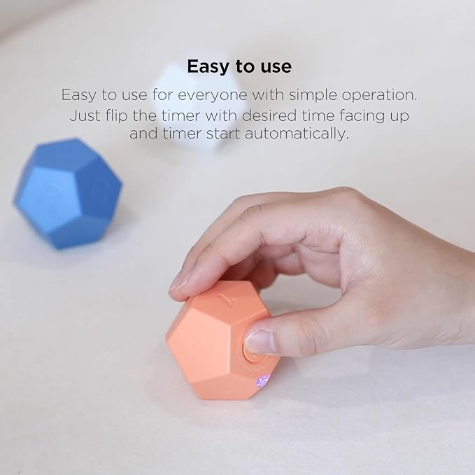 Mooas Dodecagon Time Ball Rechargeable Mini Timer (Blue), 11 Preset Times, Desk Productivity, Pomodoro, Sound/Vibrate/Mute, ADHD, Workout, Study, Cooking