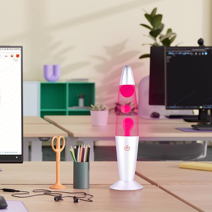 Pink Liquid Motion Lamp for Adults Glitter Magma Lamps for Bedroom and Home Christmas Thanksgiving Day Decor Bulb Included 13 Inch Night Light with Sliver Base for Kids Boys Girls