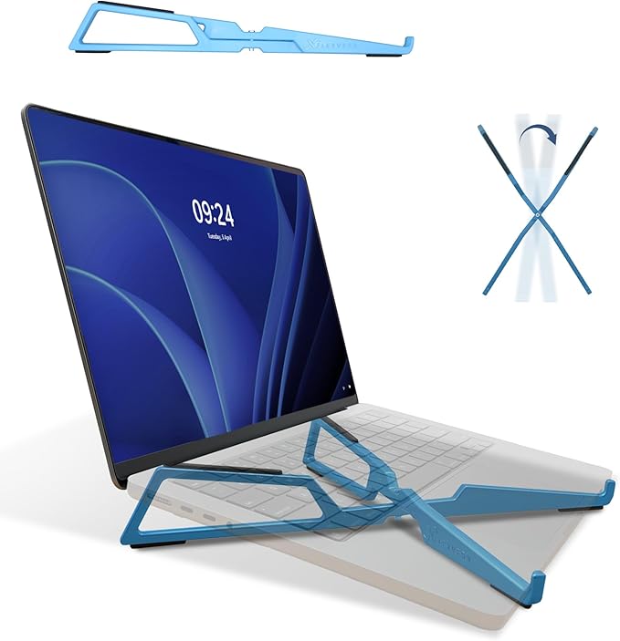 Portable Laptop Riser Stand- Lightweight & Adjustable Computer Holder, Ergonomic, Foldable - Compatible with Apple MacBook Pro & Air, HP, Dell, Tablet & More 10" - 16" Notebooks (Blue)