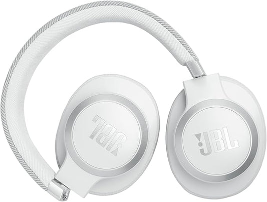 JBL Live 770NC - Wireless Over-Ear Headphones with True Adaptive Noise Cancelling with Smart Ambient, Up to 65 Hours of Battery Life, Comfort-fit Fabric Headband & Carrying Pouch (White)