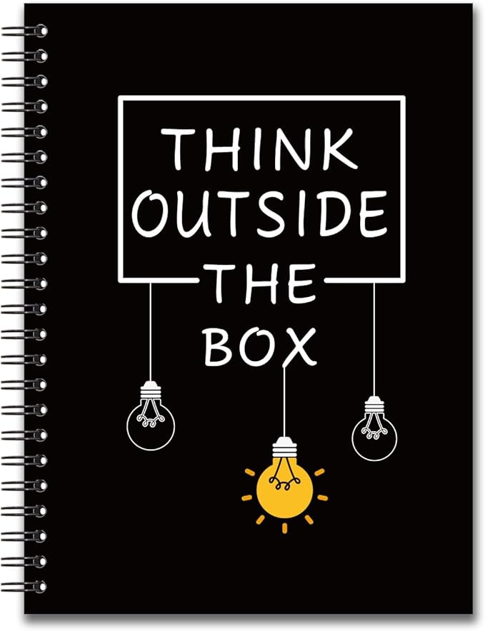 YAZMEEN Inspirational Blank Spiral Notebook(160 Pages) Think Outside The Box Hardcover Sketchbook Encouragement Notebook Journal Funny Notebook Birthday Gift for Women Men Teen Office School Student