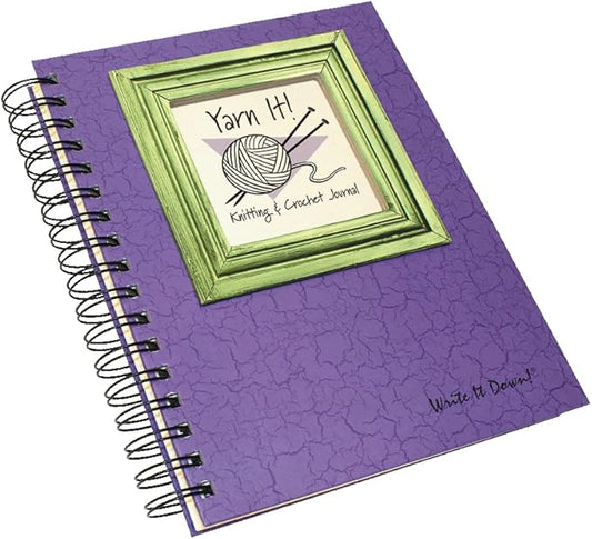 Write it Down series by Journals Unlimited, Guided Journal, Yarn It!, Knitting & Crochet Journal, Full-size 7.5"x 9", Purple Hard Cover, Made in USA