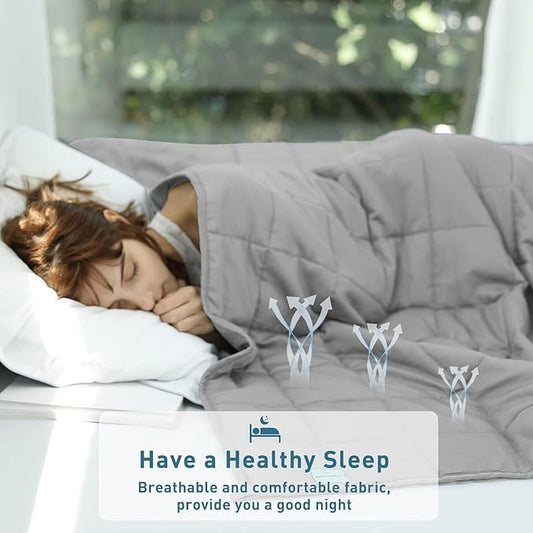 Weighted Idea Weighted Blankets for Adults (Light Grey,12 lbs 48"x72") Breathable Twin Blanket with Premium Glass Beads Heavy Soft Throw Blanket for All-Season