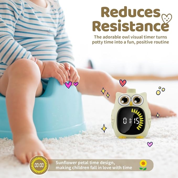 Visual Timer for Kids White Owl Kids Timer Visual 99 Minute Visual Countdown time for Classroom Home Silent Management Time with Pause for Studing Playing and Chores