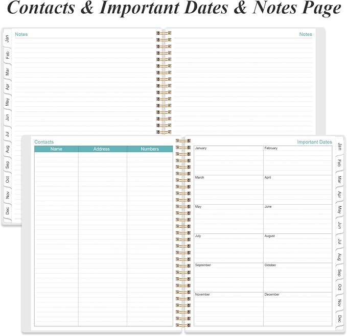 2026 Daily & Monthly Planner - One Page Per Day, Daily Planner from January 2026 - December 2026, Planner 2026 with 12 Monthly Tabs, 8.5" x 11", Blue Leaf Flower