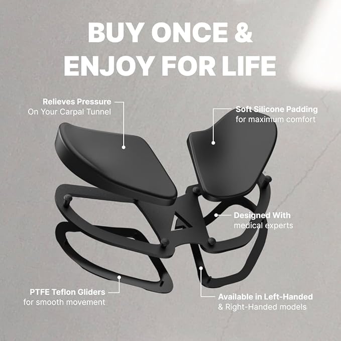 DELTAHUB Carpio 2.0 - Right-Handed Truly Ergonomic Wrist Rest for Mouse, Carpal Tunnel Support, Pain Relief, Anti-Fatigue, Easy Glide, Sleek, Office, Computer, Laptop, Gaming - Large, Black