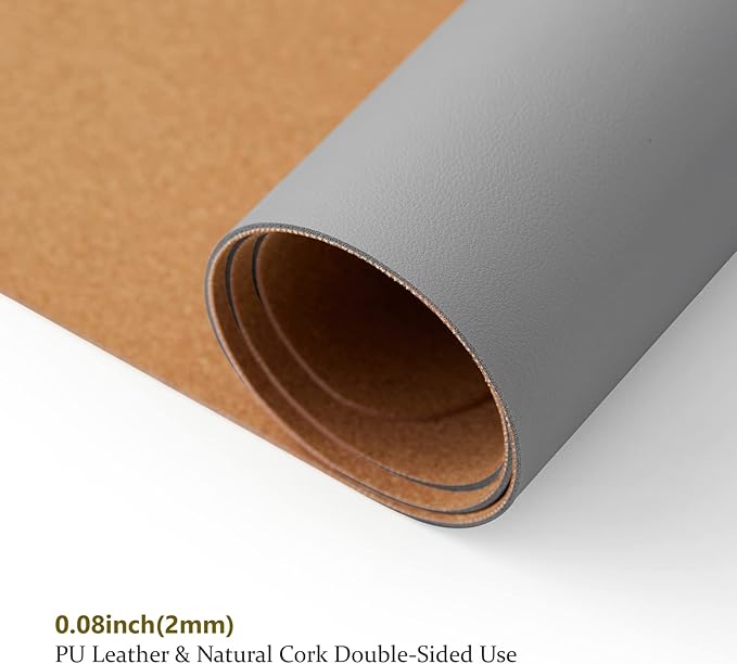 Cork Desk Mat - Dual-Sided Desk Pad for Office and Home - Desk Organization and Accessories - Ideal for Large Mouse Pad and Desk Mats on Top of Desks(Gray,27.6"x 13.8")