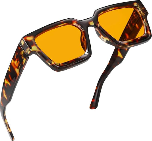 Trendy Amber Blue Light Blocking Glasses Orange Lens for Better Sleep,Computer Eye Strain Men Women Gaming Glasses