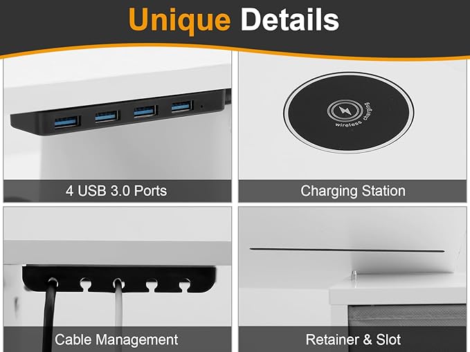 Monitor Stand with Drawer, Dual Monitor Stand Riser with Adjustable Length and Angle, Computer Stand, Desk Organizer for PC Monitor/Laptop/MacBook