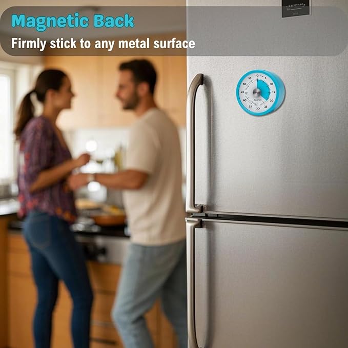 Searon Kitchen Timers for Cooking, Magnetic Visual Timer for Kids Teachers Classroom School ADHD Autism Oven or Adult with Special Needs (Blue)