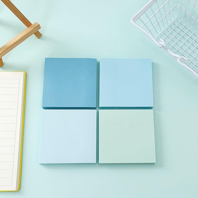 BAYTORY 640 Sheets Pop Paper Up Sticky Notes, 3 x 3 Inches, Self-Sticky Note Pads, Blue Gradient Sticky Pads, Memo Pads for School Office Home Desk Accessories (Blue Series)