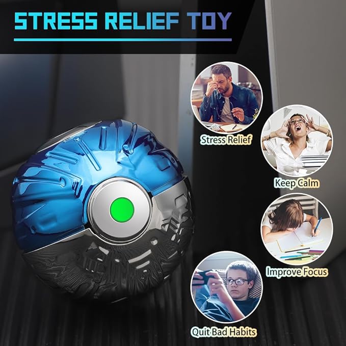 Metal Fidget Spinner Kinetic Desk Toy Glow in The Dark, Light up Heavy Duty Fidget Cube Ball Cartoon Hand Spinner Birthday Gift Bag Filler for Kid Adult, Finger Gyro Decor for Home Office Classroom