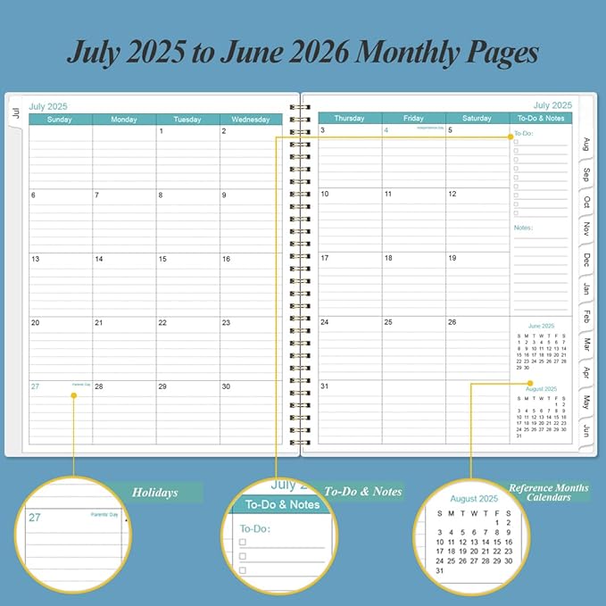 2025-2026 Appointment Book & Planner - 8.5" x 11" Daily Hourly Planner 2025-2026 from July 2025 - June 2026, Weekly Appointment Book with 30-Minute Interval, Blue