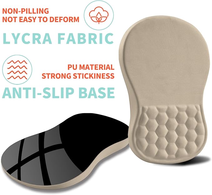 Ergonomic Mouse Pad Wrist Support with Memory Foam Massage Bulge, Carpal Tunnel Pain Relief Mousepad Wrist Rest for Mouse(12x8 inch, Apricot)