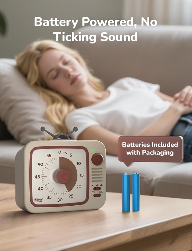 LIORQUE Visual Timer for Kids, 60-Minute Countdown Timers for Classroom Office Kitchen with Silent Operation, Kids Timer for Teaching with Cute Design