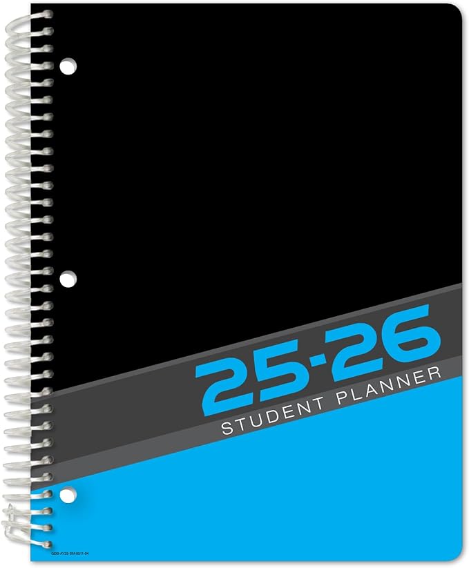 Global Datebooks Dated Middle School or High School Student Planner for Academic Year 2025-2026 Includes Ruler/Bookmark and Planning Stickers (Matrix Style - 8.5"x11" - Slant)