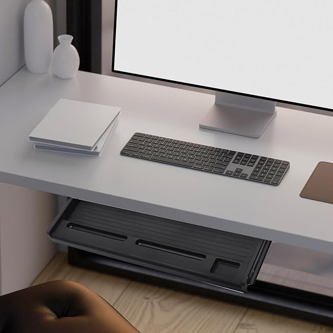 jojofuny 1 Set of Keyboard Tray Under Desk, Keyboard Sliding Tray Under Desk, Keyboard Drawer Slide Tray, Keyboard Shelf, for Home and Office, 51.50X27.00X3.50CM, Black, RJ19G6V1T819H347EMK6E92VY