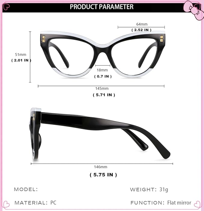 3 Pack Cat Eye Blue Light Blocking Glasses Non Prescription Frames for Women Fake Glasses Computer Game Glasses