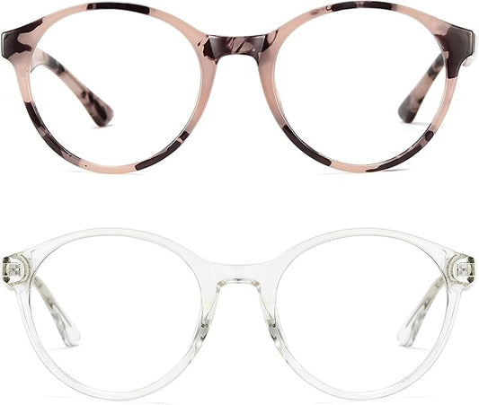 Cyxus TR90 Oversized Blue Light Blocking Glasses Women - Spring Hinge Round Frame Computer Use Anti Eye Strain 8018