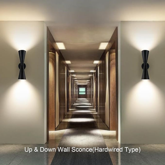 Wall Sconces Set of Two, Bathroom Sconces Wall Lighting 13 inch Black Modern Sconces Wall Decor Set of 2 Indoor Wall Light Fixtures for Living Room Hallway Staircase Bedroom Hardwired
