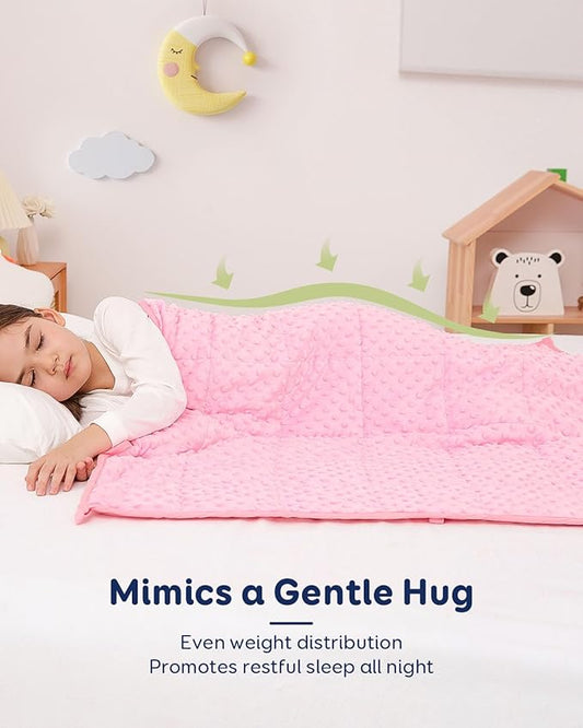 Kivik Weighted Blanket 5 lbs, Small Minky Dotted Blankets, Soft Heavy Blanket Throw, Machine Washable, 36 x 48 Inches Pink