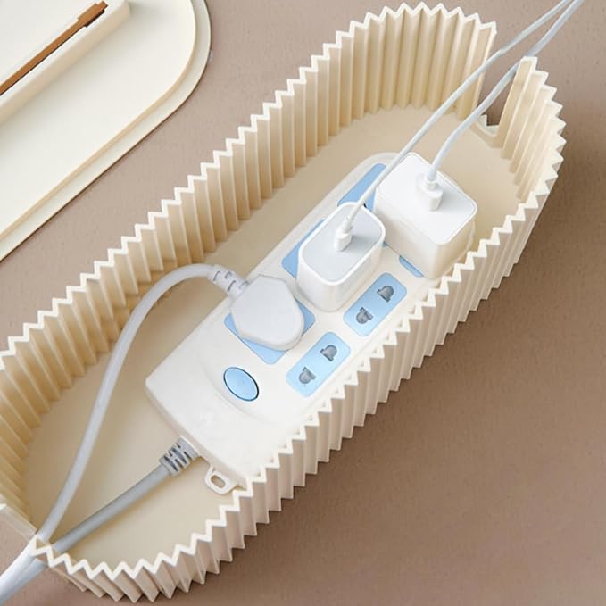 Cable Management Box,Desk Cord Organizer with Groove Cover,Plastic Cord Hider Box,Large Cable Box Organizer,Power Socket Management for TV/Computer/Router/Games Console Cable Storage (White)